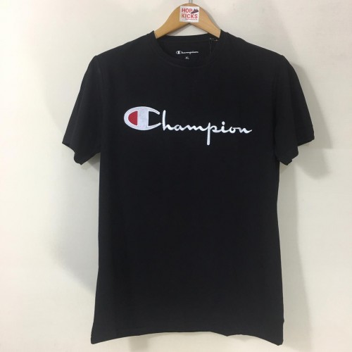 Champion Script Logo Black Tee